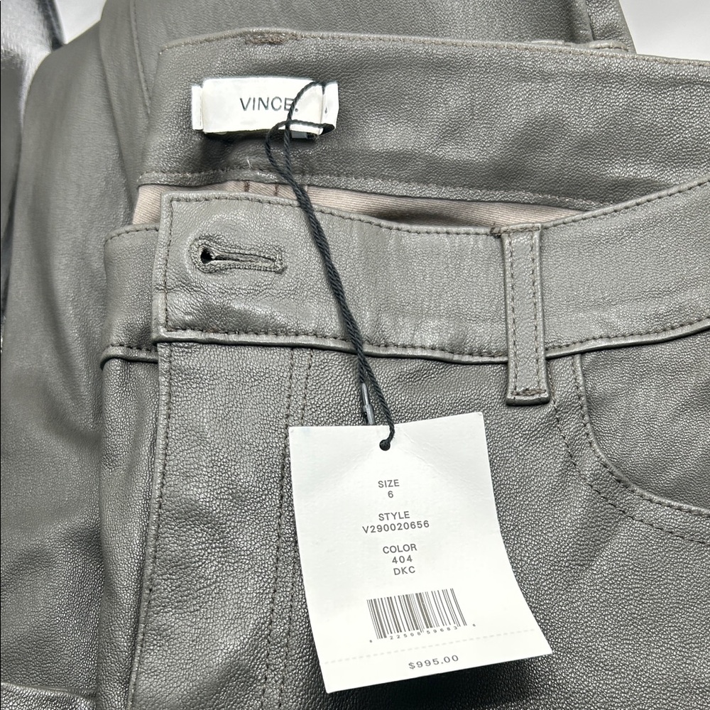 Vince Charcoal Leather Trousers